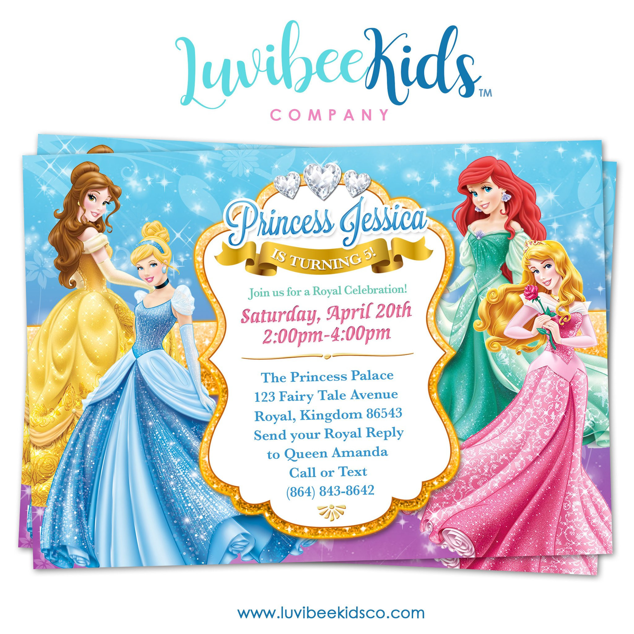 Disney Princess Birthday Invitations
 Disney Princesses Birthday Invitation