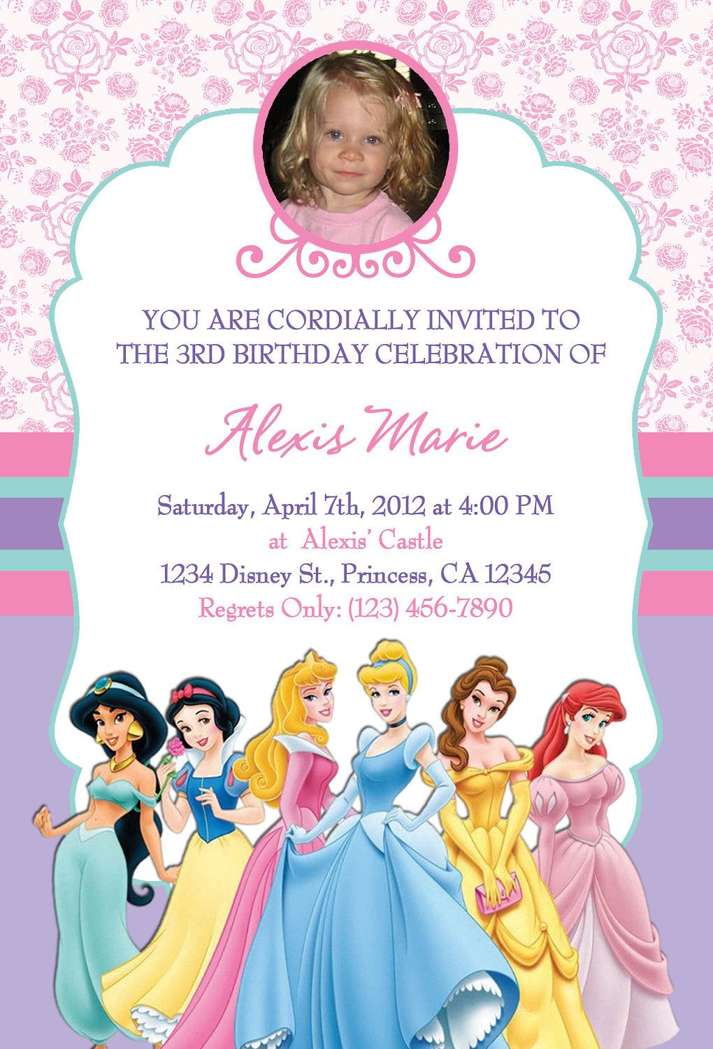 Disney Princess Birthday Party Invitations
 Disney Princesses invite