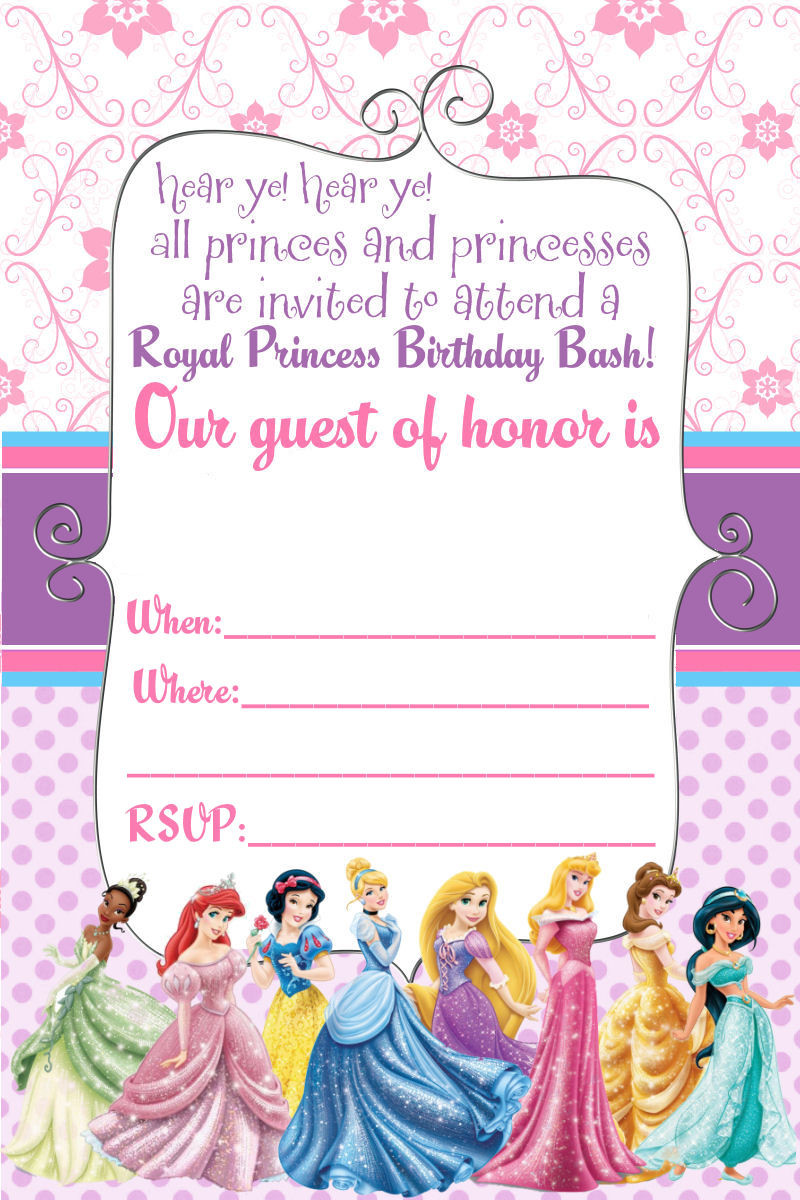 Disney Princess Birthday Party Invitations
 Free Printable Disney Princess Birthday Invitations
