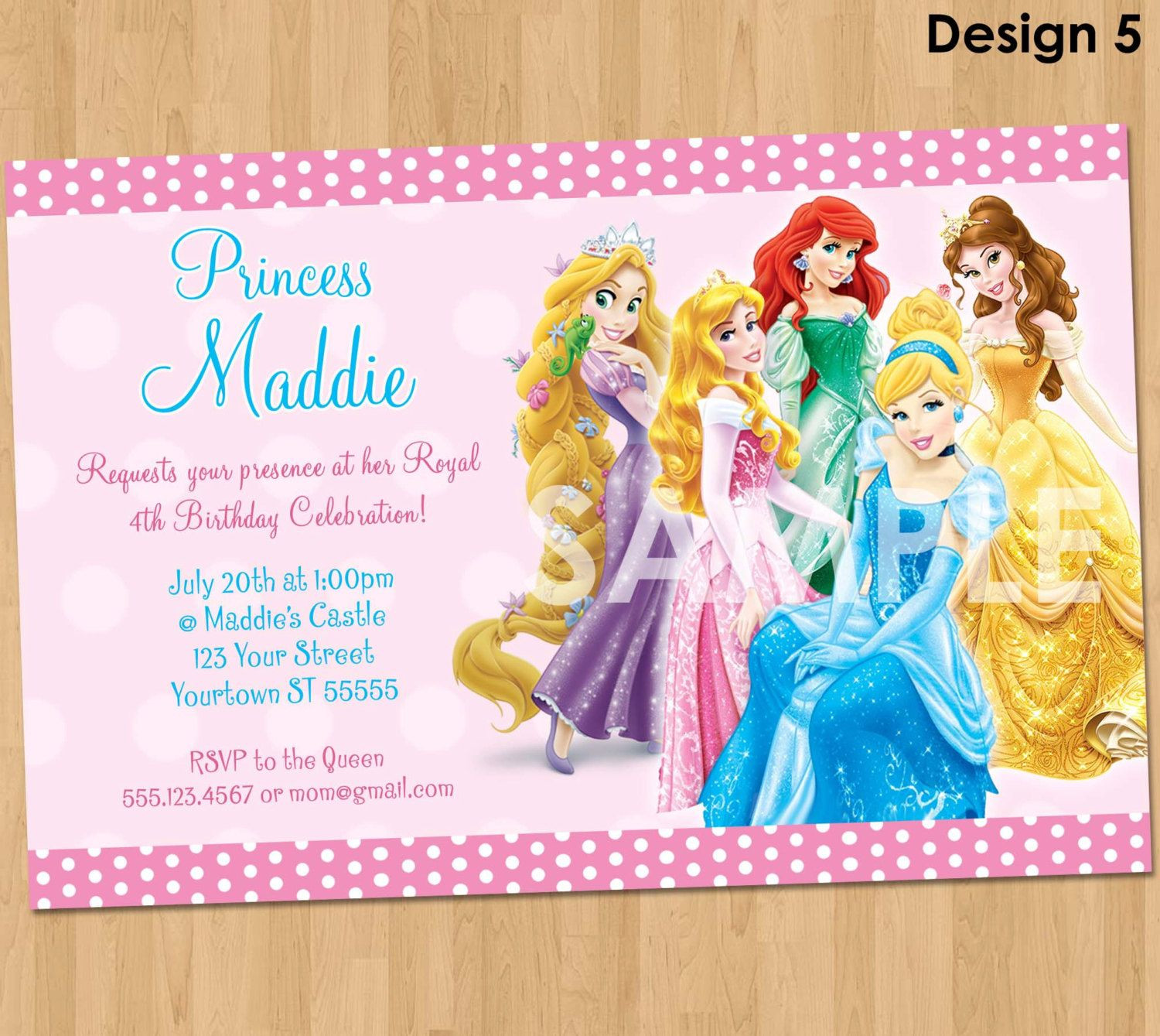 Disney Princess Birthday Party Invitations
 party invitations with all disney princesses including