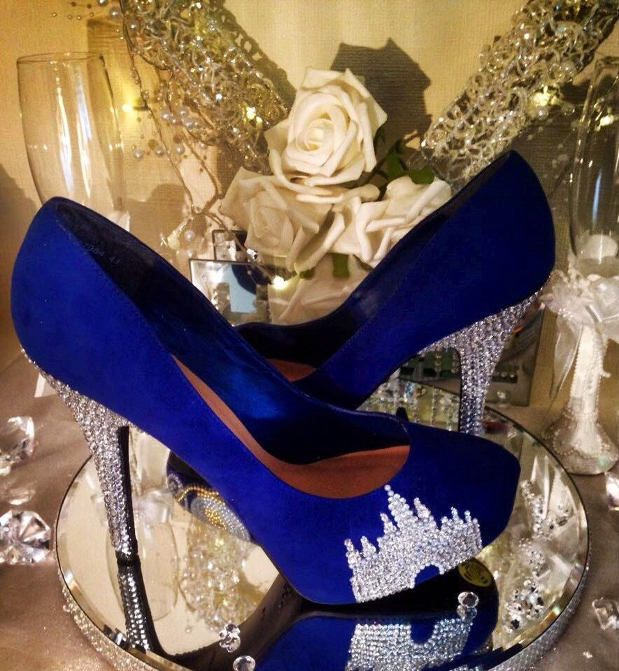 Disney Wedding Shoes
 Blue wedding shoes crystal castle shoes bridal prom party
