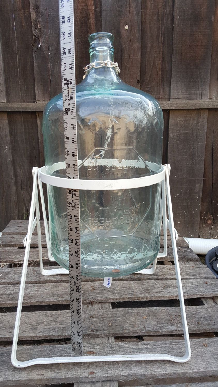 DIY 5 Gallon Water Bottle Rack
 Vintage “Arrow head puritas waters inc ” 5 gallon carboy