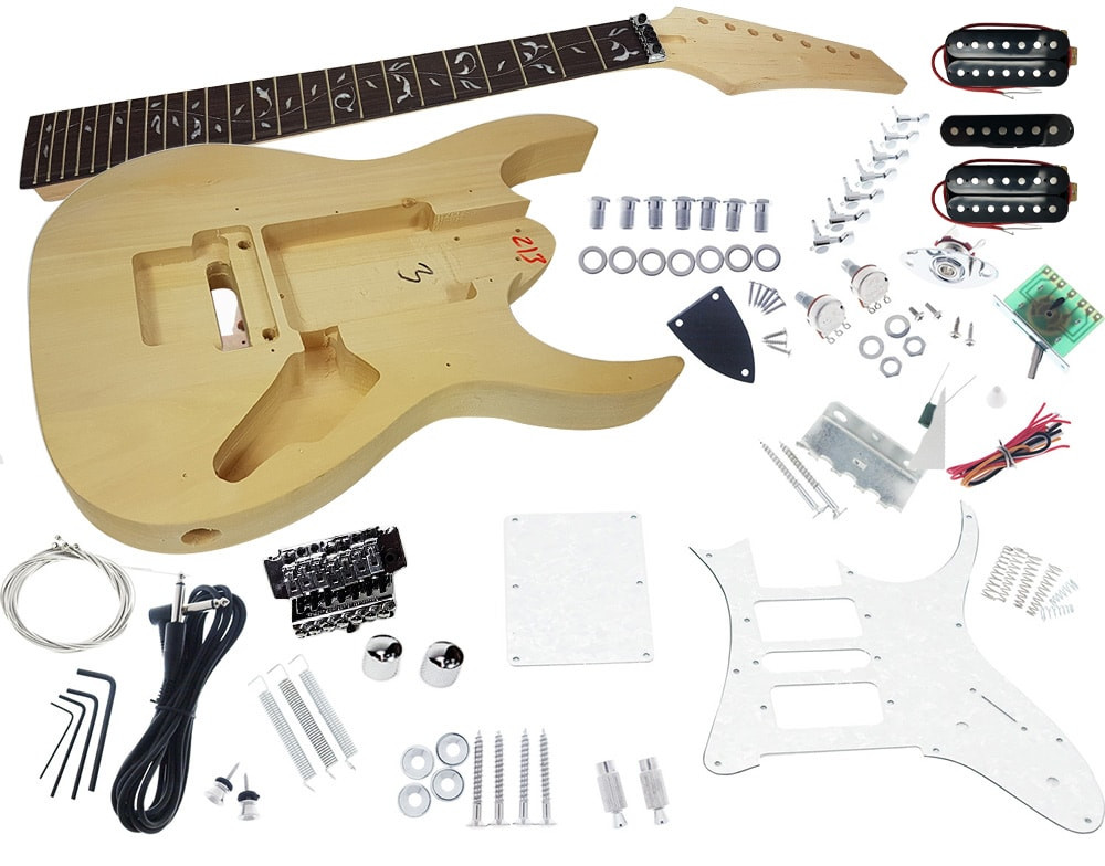 DIY 7 String Guitar Kit
 Solo JEM Style DIY Guitar Kit Basswood Body Vine Inlay