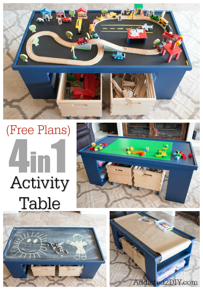 DIY Activity Table For Toddlers
 Free Plans Build a DIY 4 in 1 Activity Table Addicted