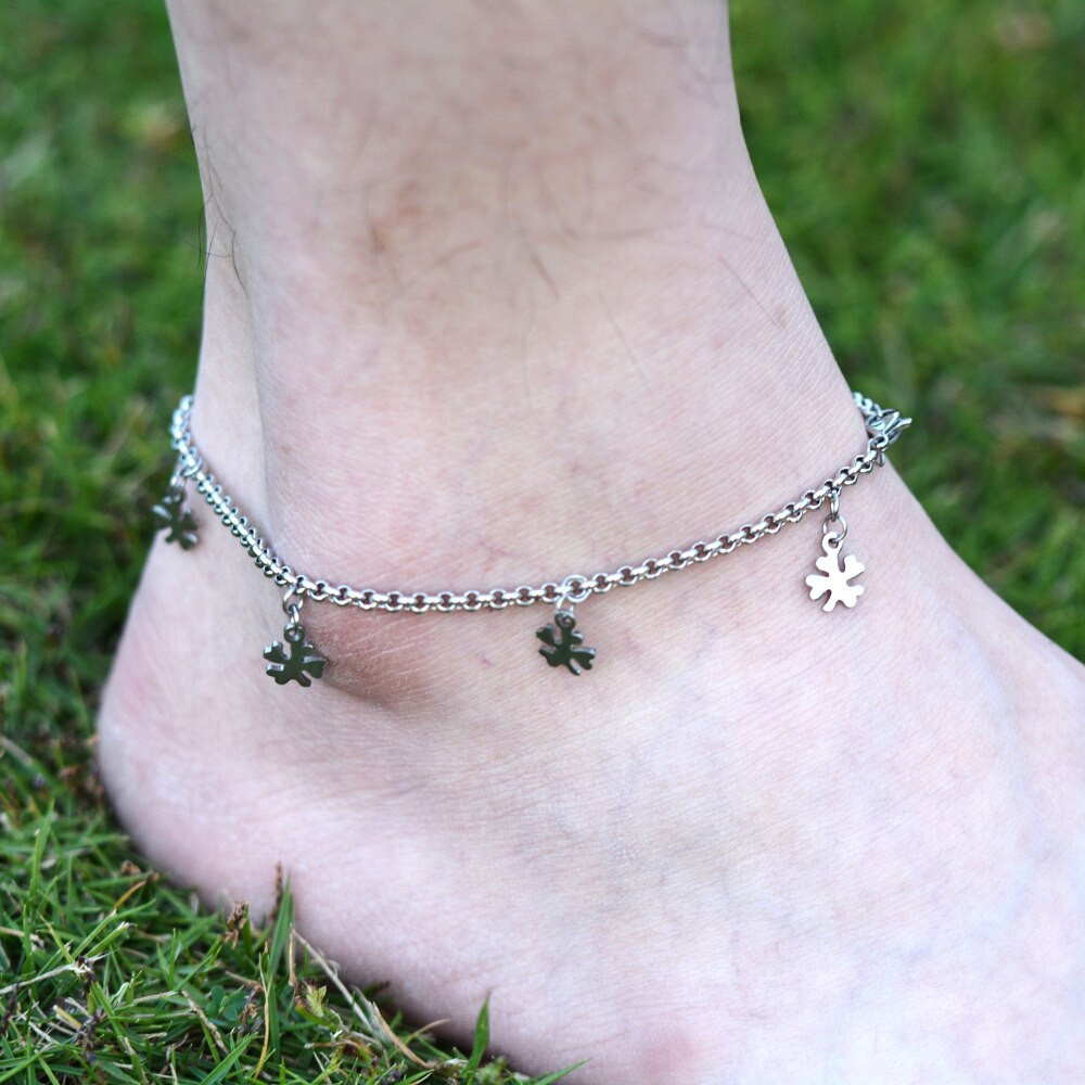 Diy Ankle Bracelet
 DIY 316L Stainless Steel Anklet Chain with Small Four Leaf