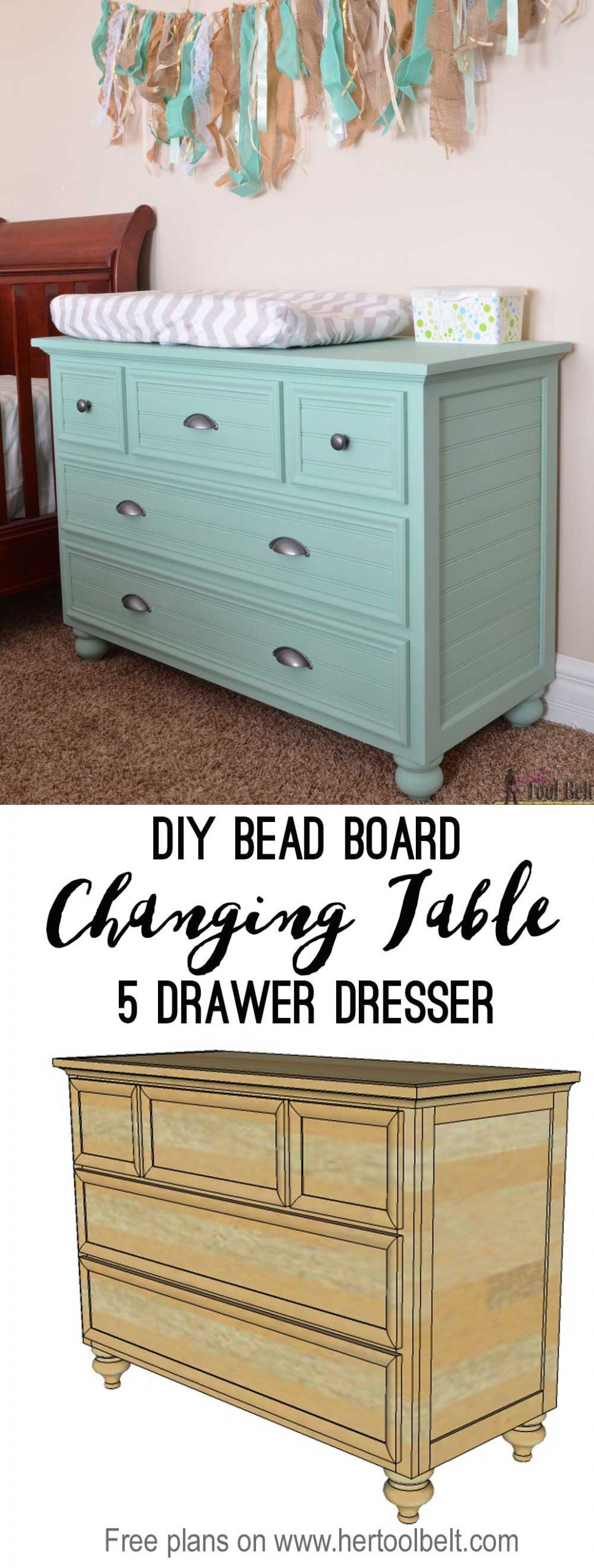DIY Baby Changing Table
 5 Drawer Dresser Changing Table Her Tool Belt