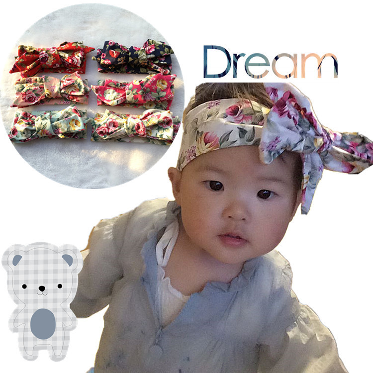 DIY Baby Head Wraps
 Retail Infant Girls Bow Headwraps Baby Floral Print big