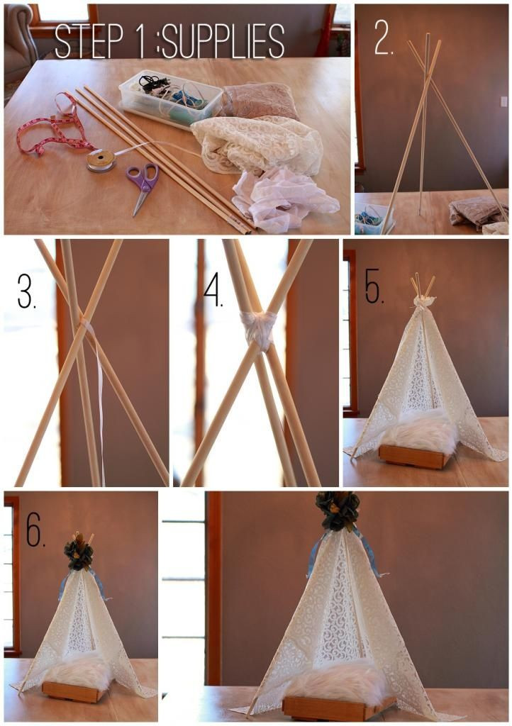 DIY Baby Photo Props
 DIY Newborn Tent Prop Bamboo sticks would work too