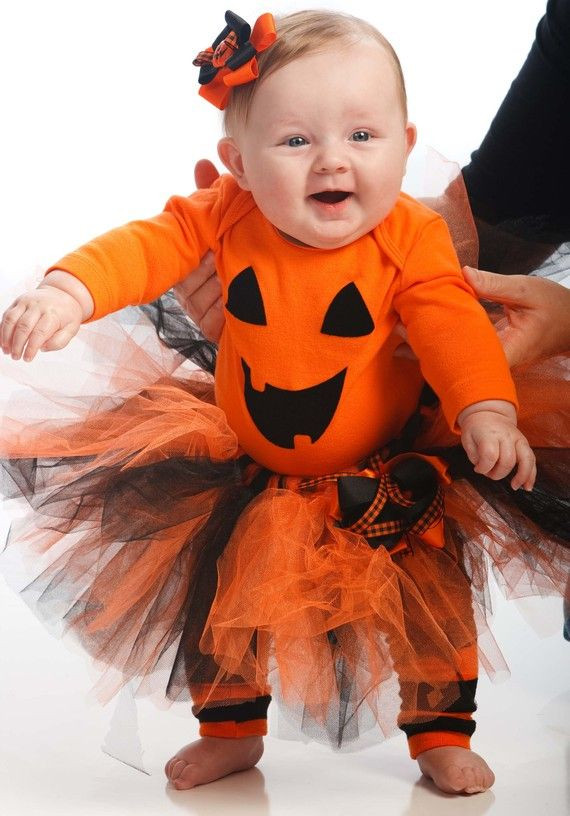 DIY Baby Pumpkin Costume
 Baby Infant halloween pumpkin tutu costume by