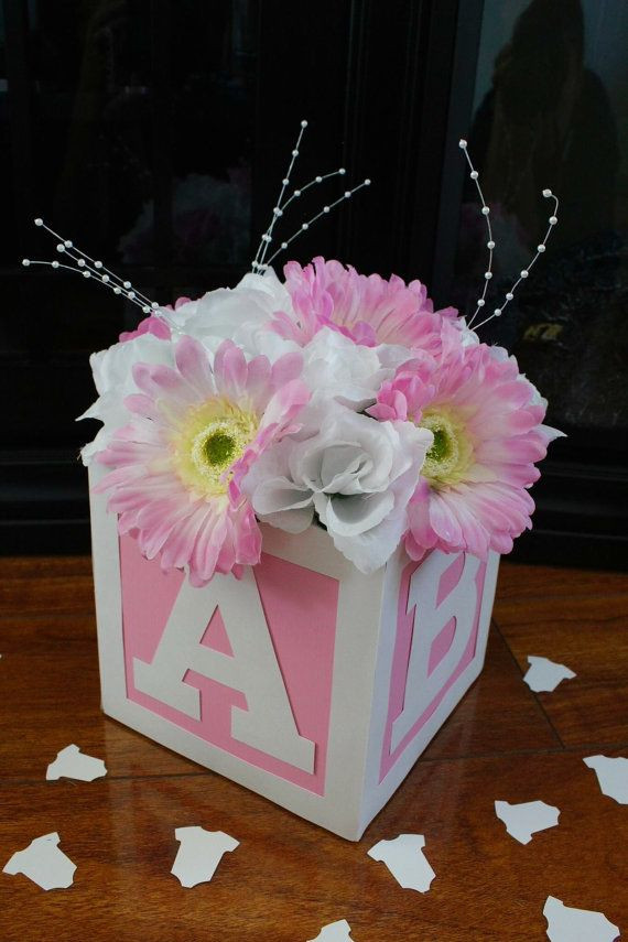 DIY Baby Shower Centerpieces For Girl
 ABC Block Baby Girl Shower PINK Centerpiece by