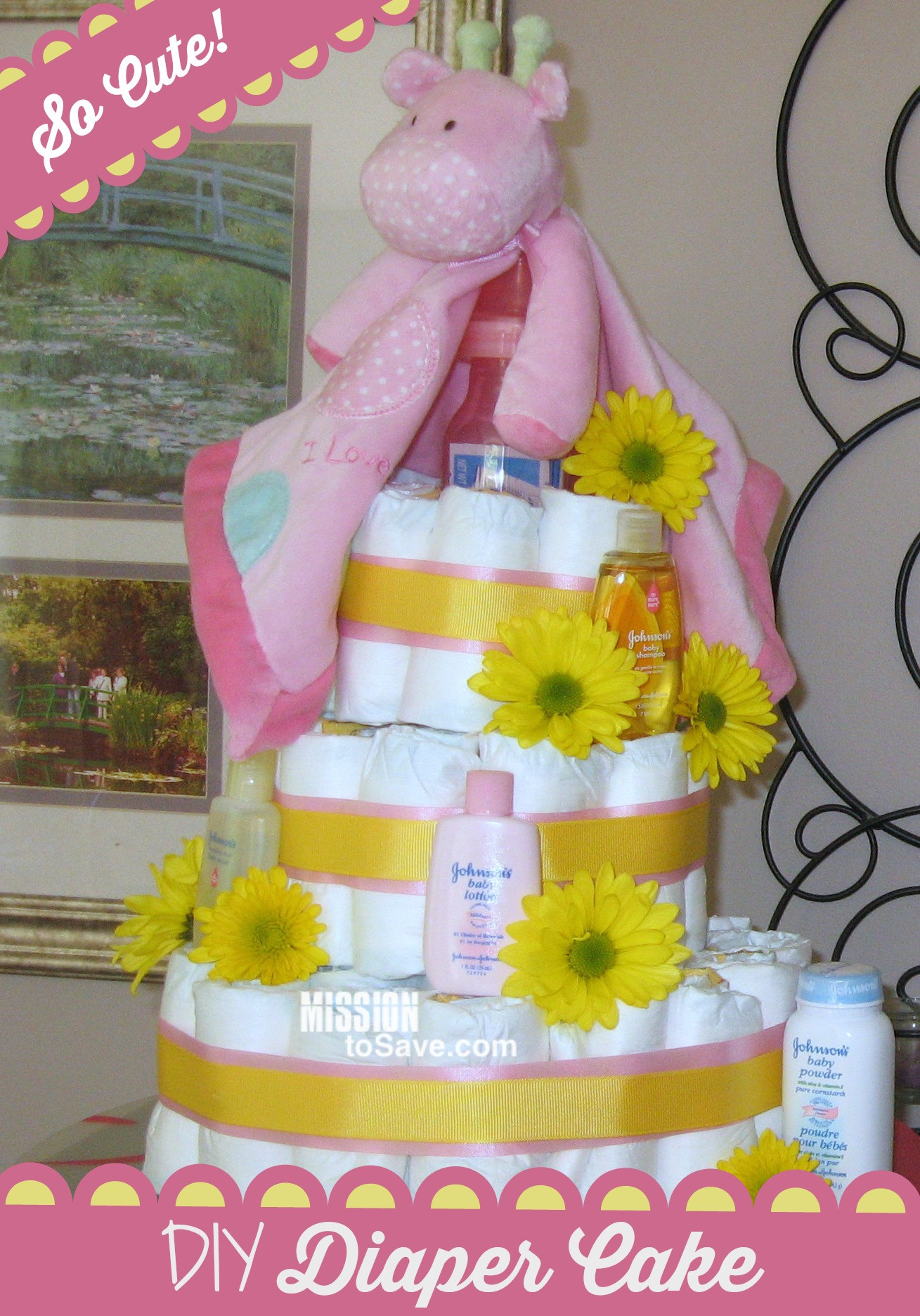 Diy Baby Shower Diaper Cake
 Adorable Diaper Cake for DIY Baby Shower Gift Mission