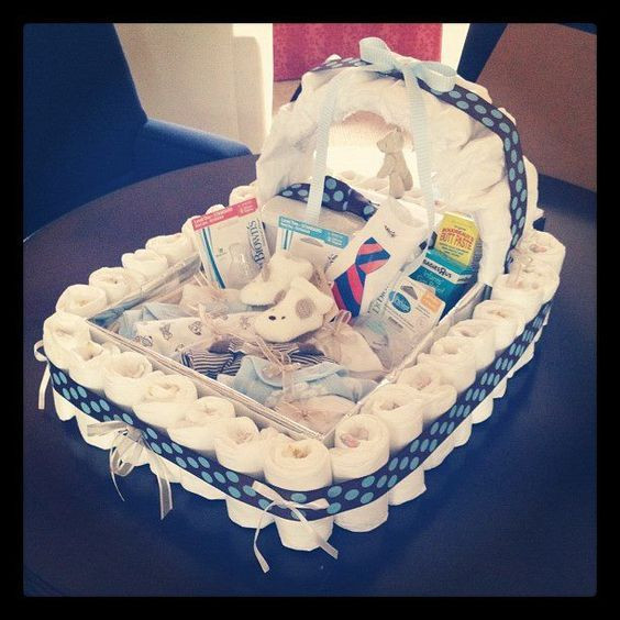 DIY Baby Shower Gifts For Boy
 Bassinet Diaper Cake