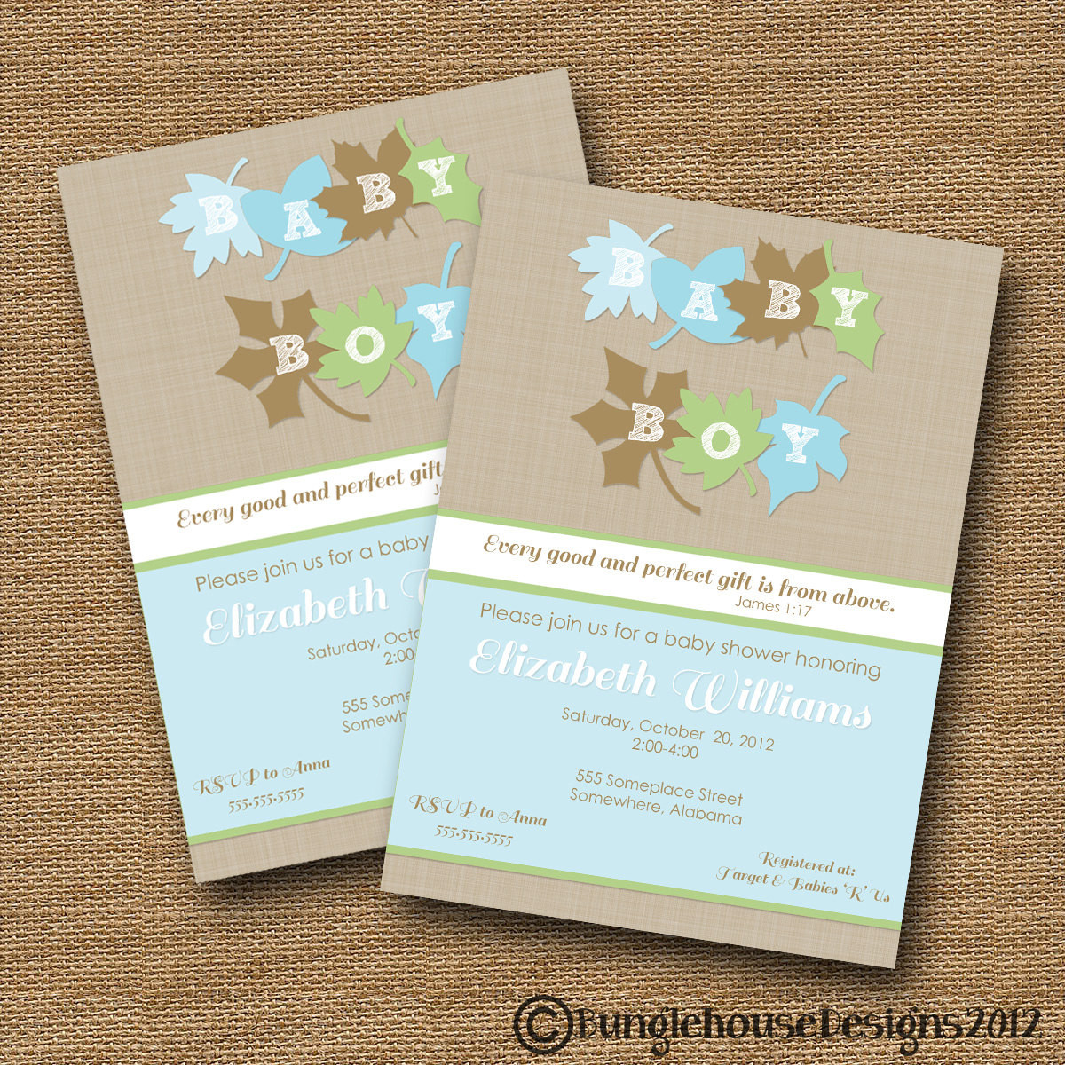 Diy Baby Shower Invitations
 Fall Leaves Baby Shower Invitation DIY by bunglehousedesigns