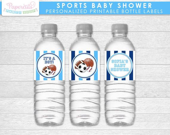 Diy Baby Shower Water Bottle Labels
 All Star Sports Theme Baby Shower Water Bottle Labels