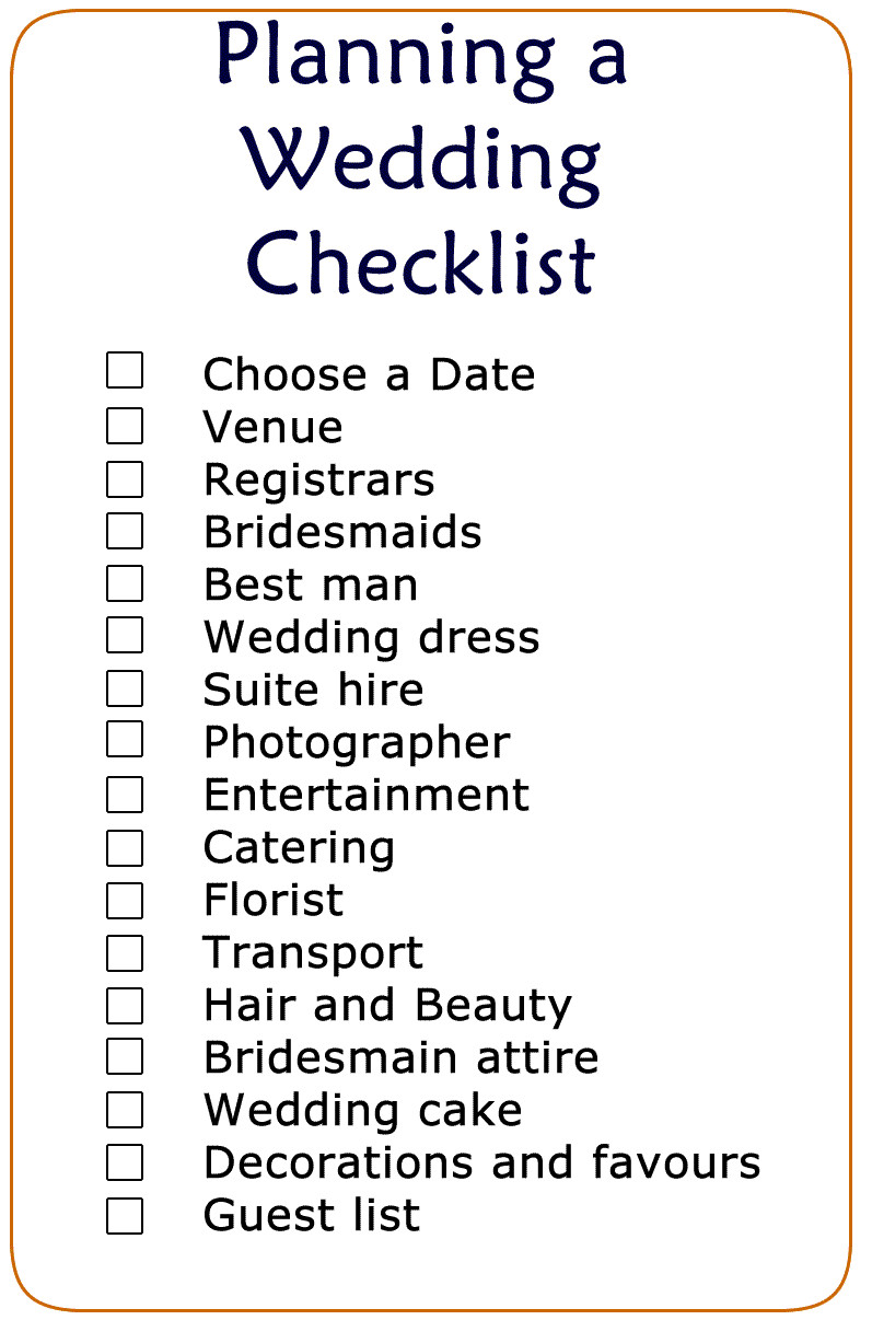 DIY Backyard Wedding Checklist
 Basic Wedding Checklist Printable