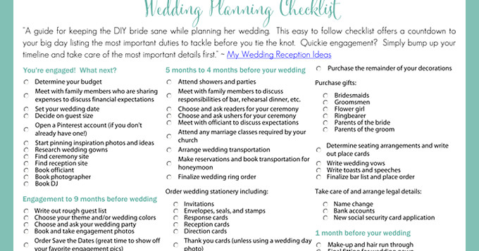 DIY Backyard Wedding Checklist
 Printable Wedding Planning Checklist for DIY Brides