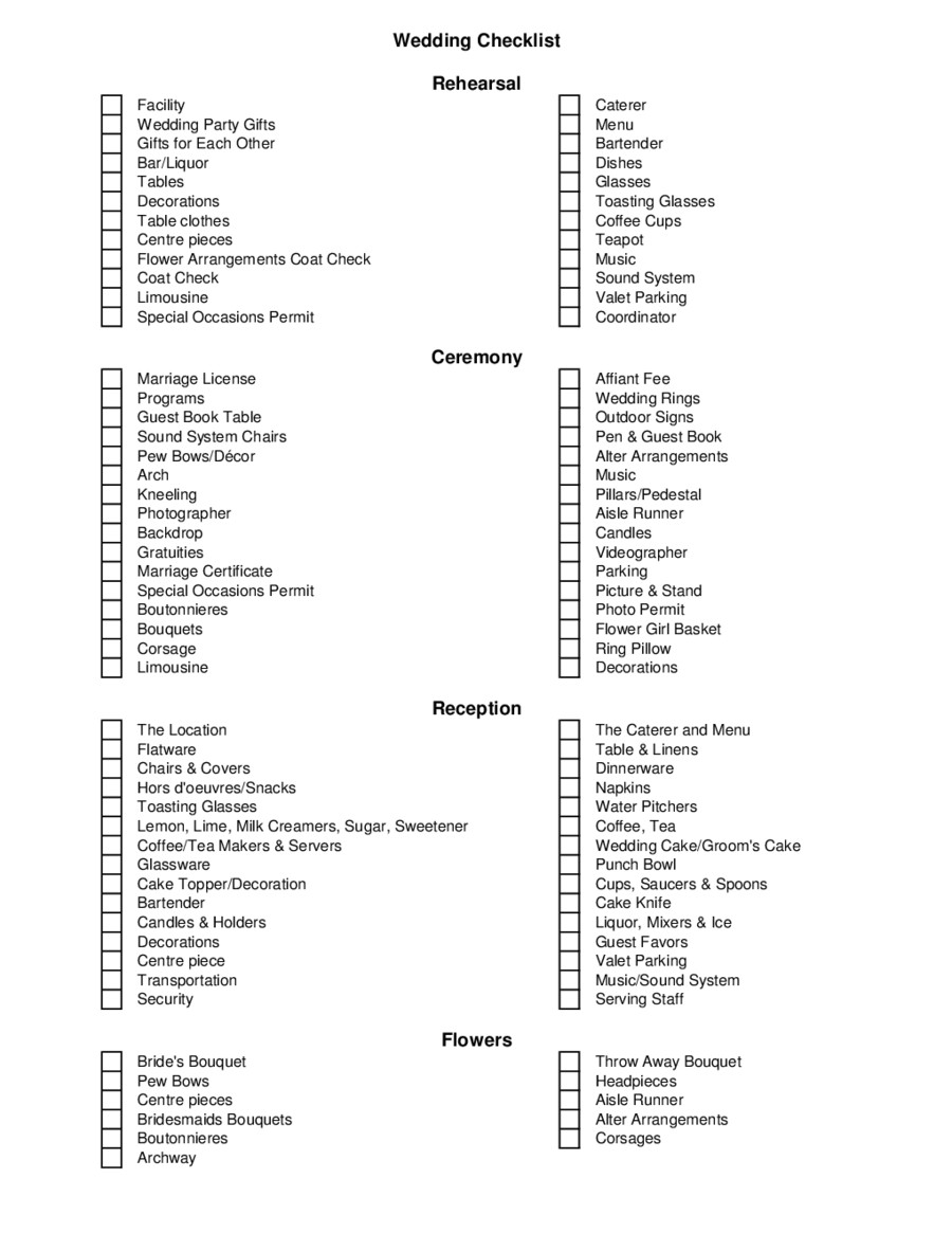 DIY Backyard Wedding Checklist
 2020 Wedding Checklist Template Fillable Printable PDF