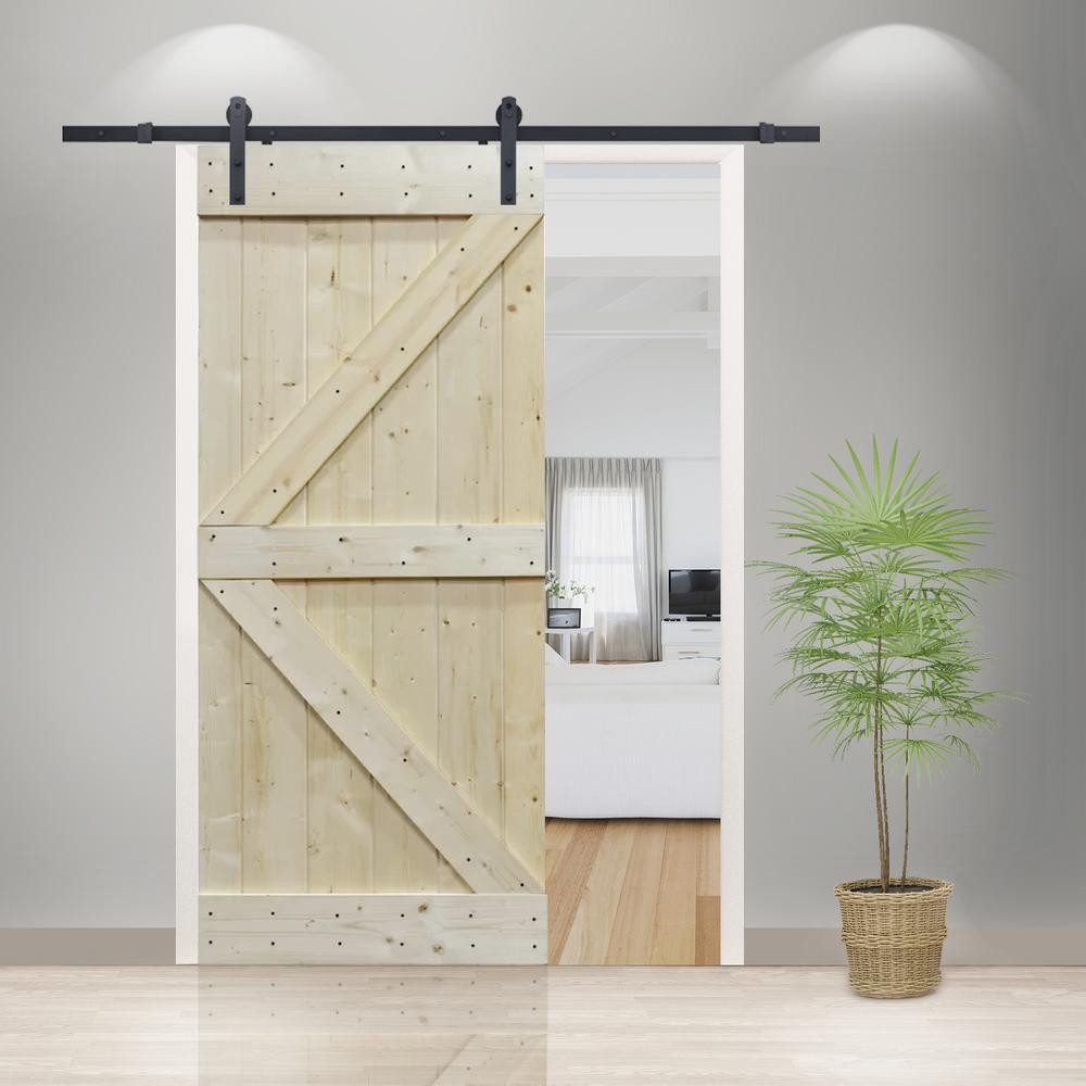 DIY Barn Door Kit
 CALHOME 30 in x 84 in Unfinished Solid Core Knotty Pine
