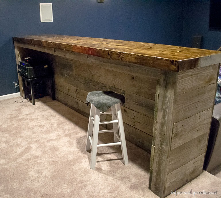 DIY Basement Bar Plans
 Man Cave Wood Pallet Bar Free DIY Plans Infarrantly