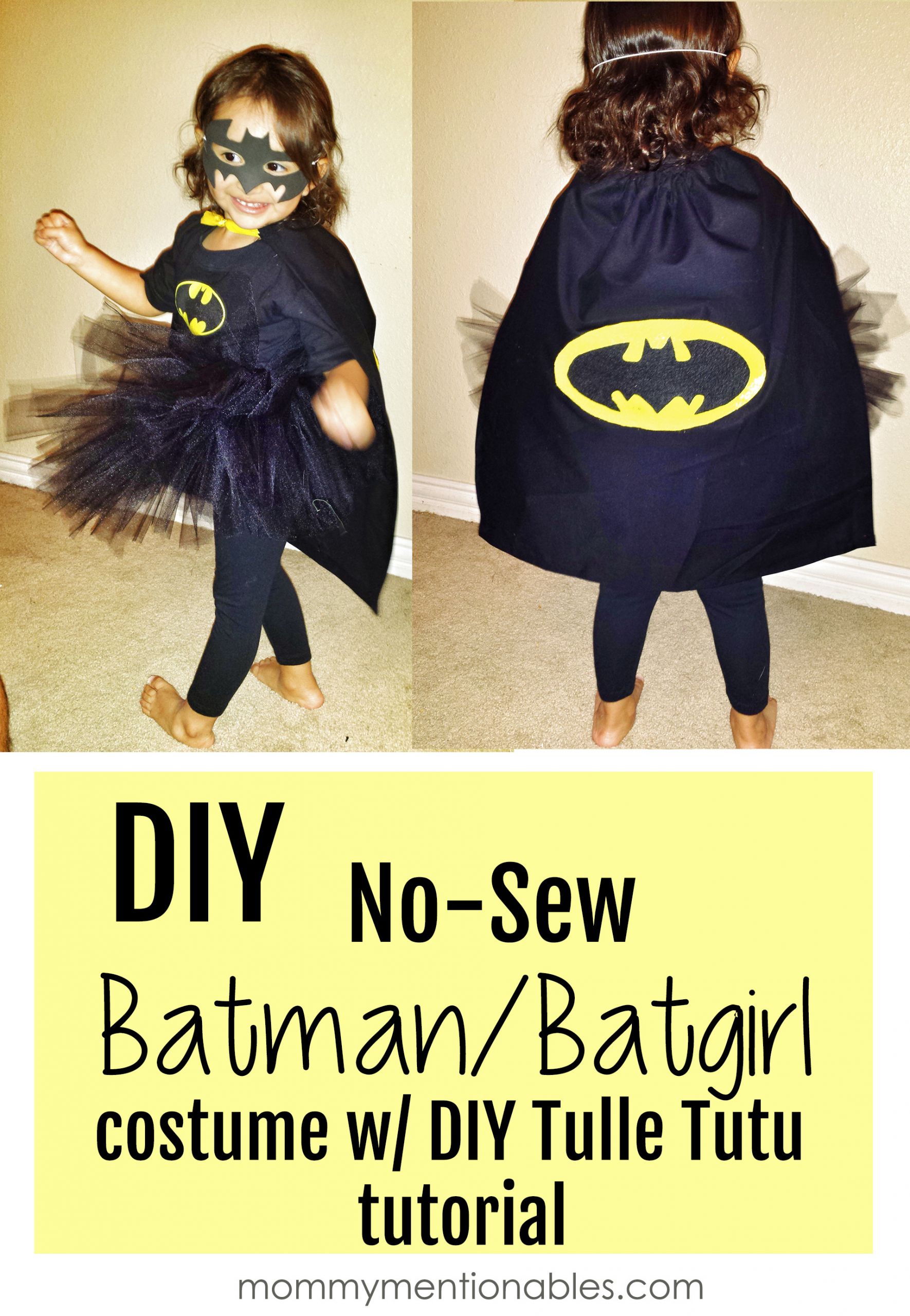 DIY Batgirl Mask
 DIY No Sew Batman Batgirl Costume