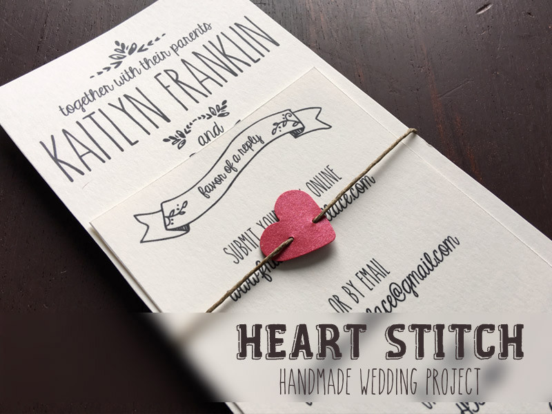 DIY Belly Bands For Wedding Invitations
 Handmade Heart Stitch Belly Band