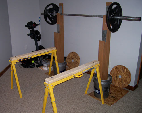 DIY Bench Press Rack
 Homemade Strength Saw Horse Safety Stands
