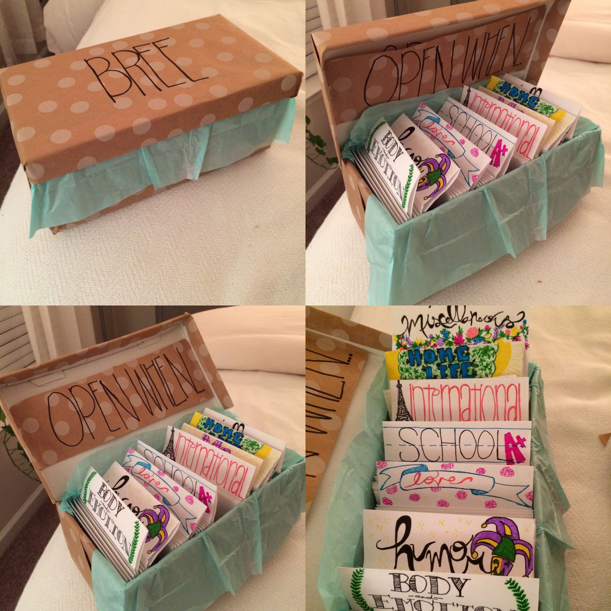 DIY Best Friend Birthday Gifts
 "Open When" Letters for long distance friendship
