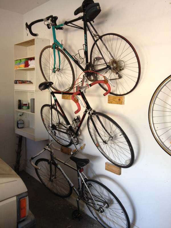 DIY Bicycle Rack Garage
 Stacking leaning garage bike rack DIY