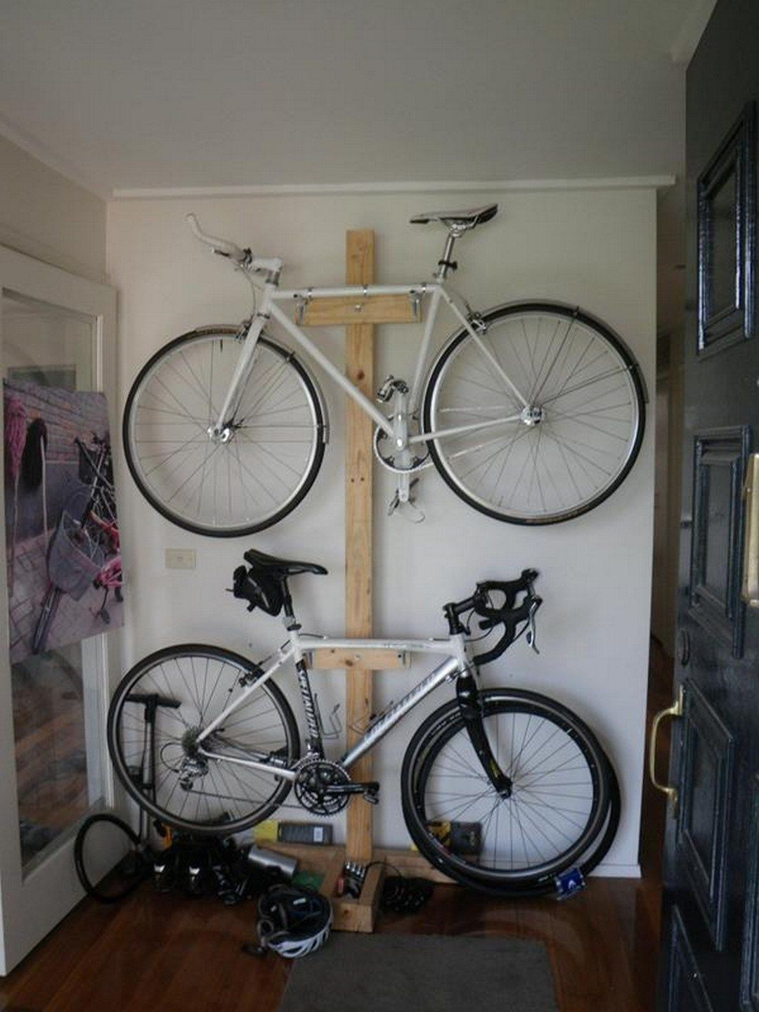 DIY Bicycle Rack Garage
 Genius Apartment Storage Ideas For Small Spaces 12 in