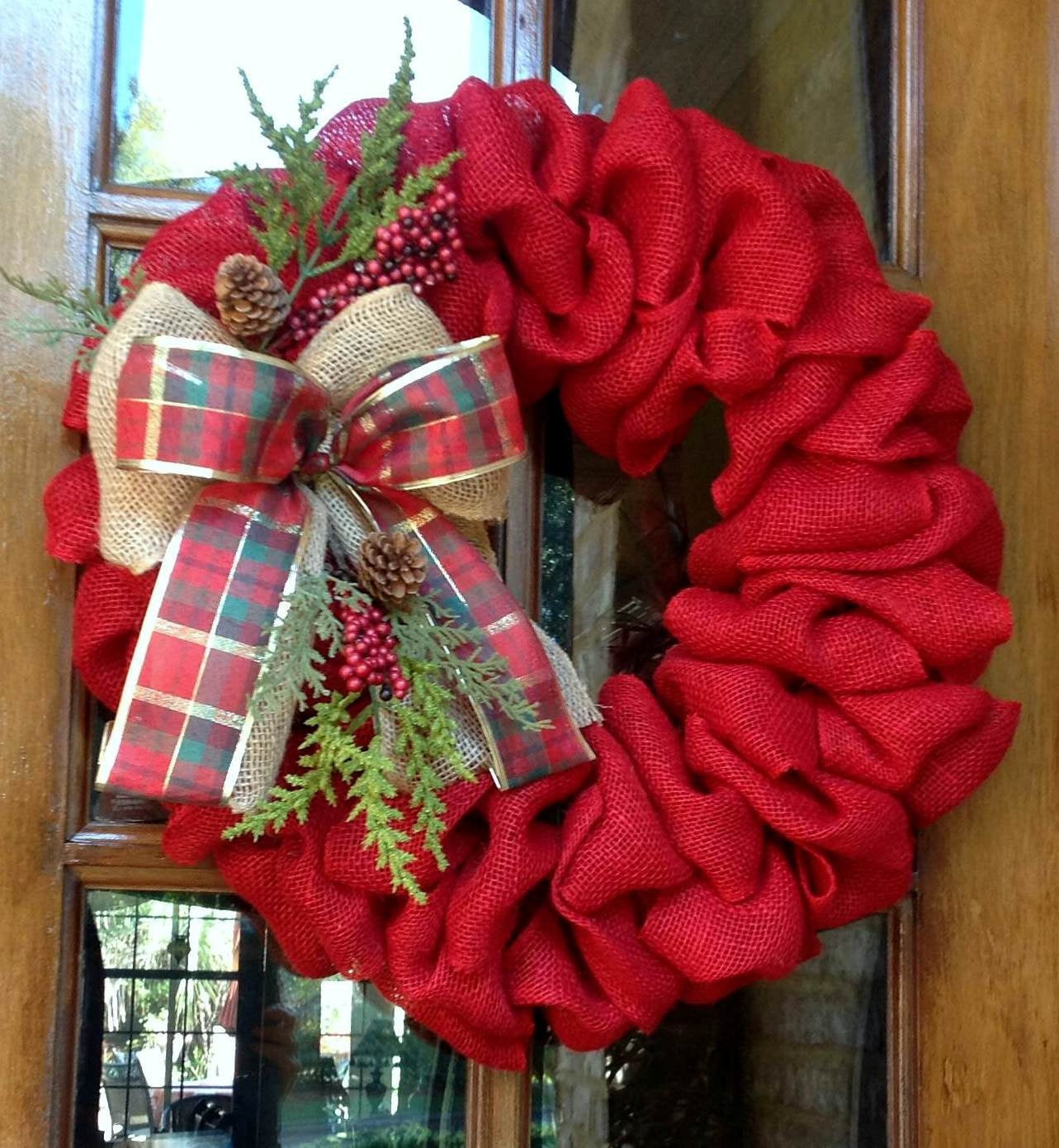 DIY Burlap Christmas Wreaths
 Burlap Wreath Winter wreath Christmas wreath Rustic country