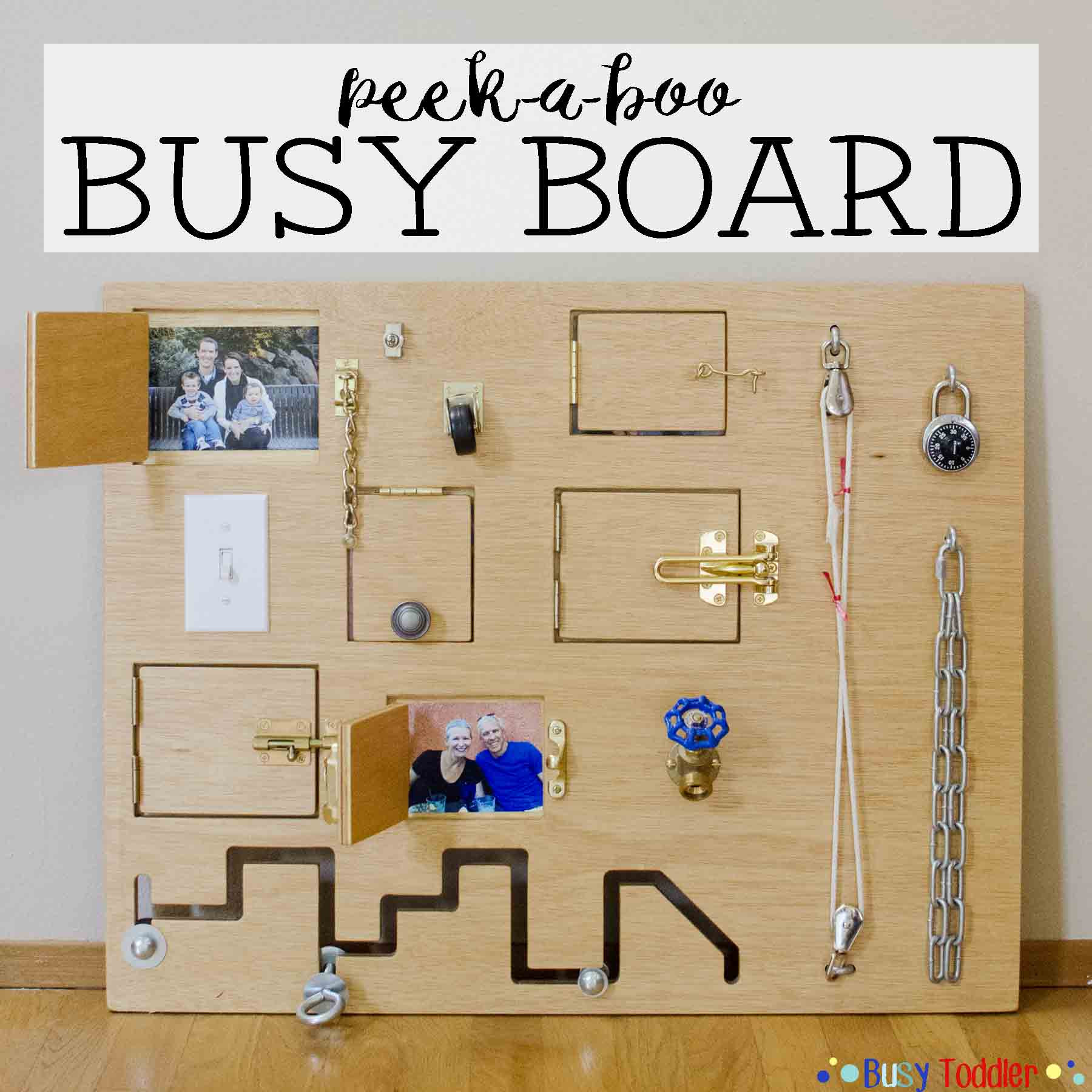 DIY Busy Board For Toddlers
 Toddler Busy Board Peek a Boo Edition Busy Toddler