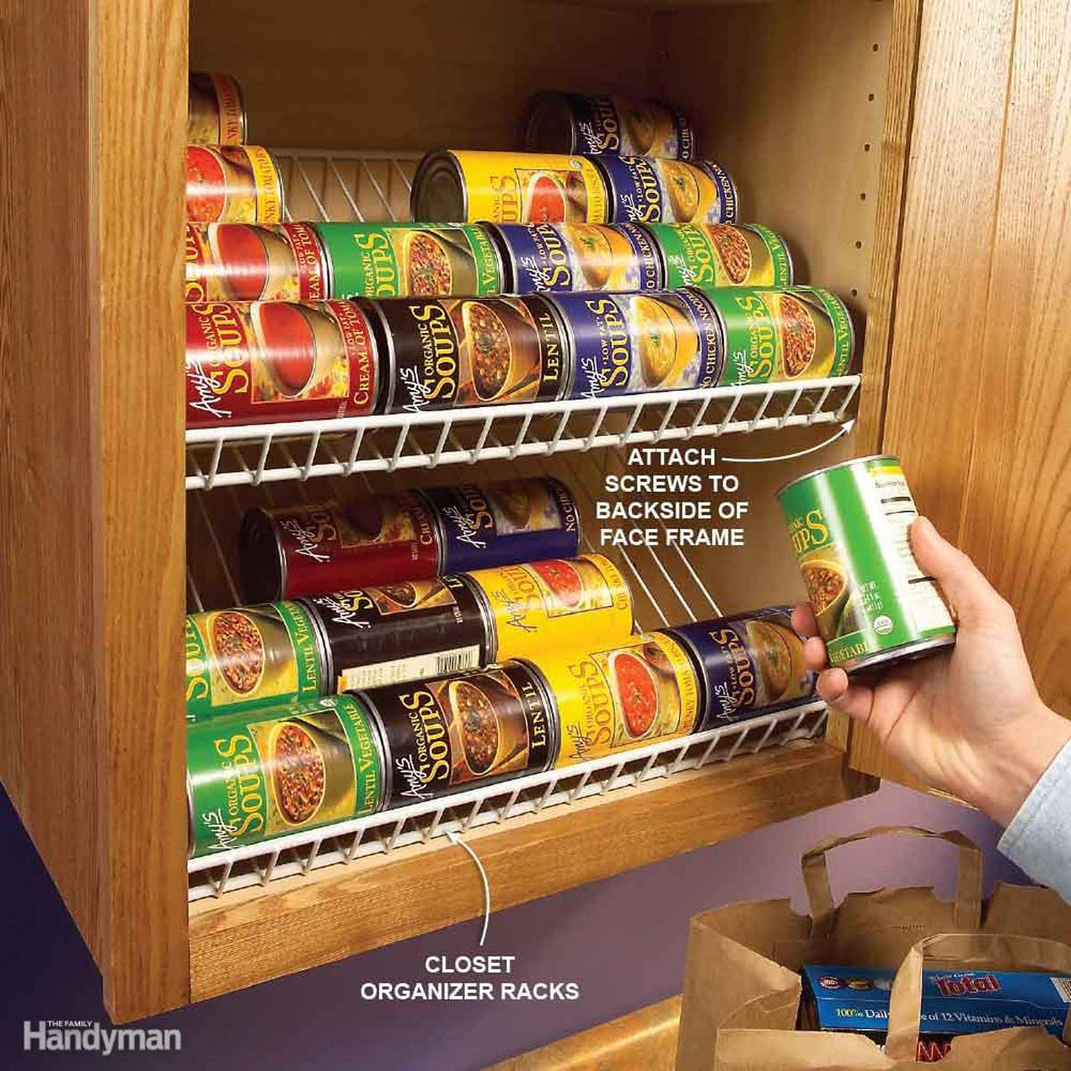 DIY Can Food Storage Rack
 Clever Kitchen Cabinet & Pantry Storage Ideas