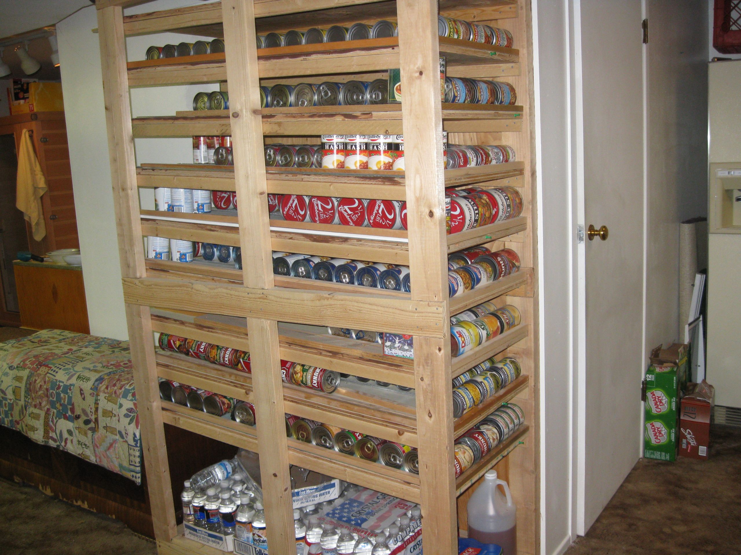 DIY Can Food Storage Rack
 Slanted Shelf Pattern for Canned Food Rotation