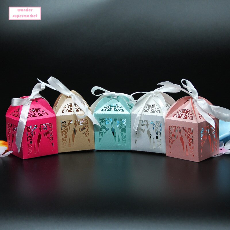 DIY Candy Boxes
 50pcs Bride And Groom Wedding Box DIY Candy Cookie Gift