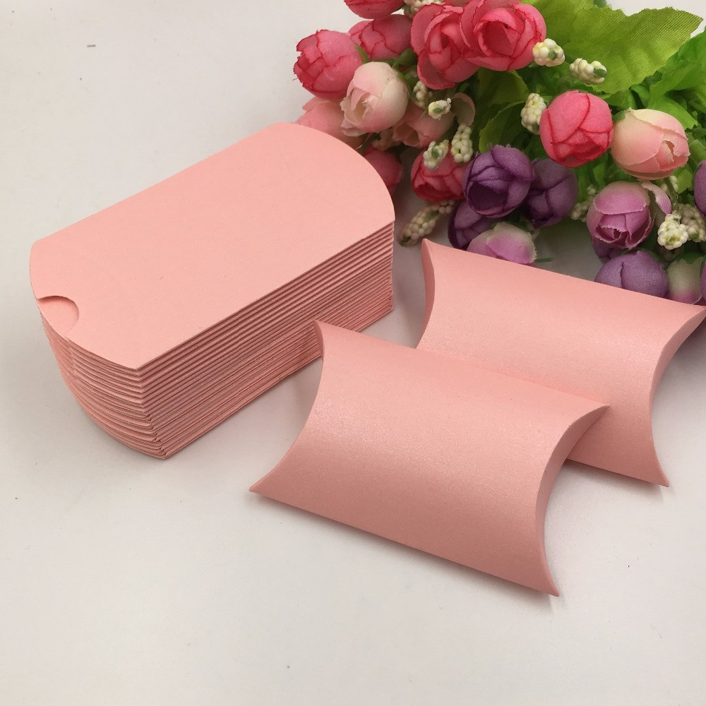 DIY Candy Boxes
 50pcs lot pink paper boxes blank candy box pillow box