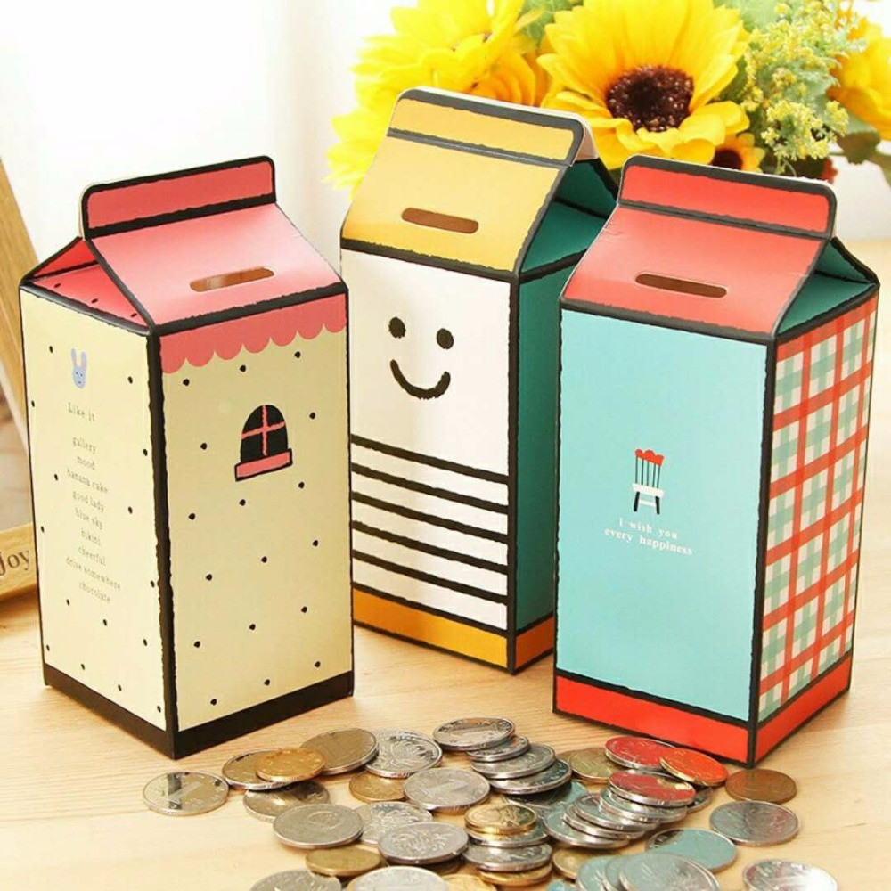 DIY Cash Box
 DIY Milk Box Shape Storage Paper Money Boxes Coins