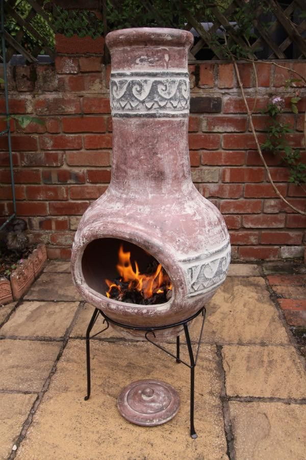DIY Chiminea Outdoor Fireplace
 Red Clay Chimenea with Wave Design