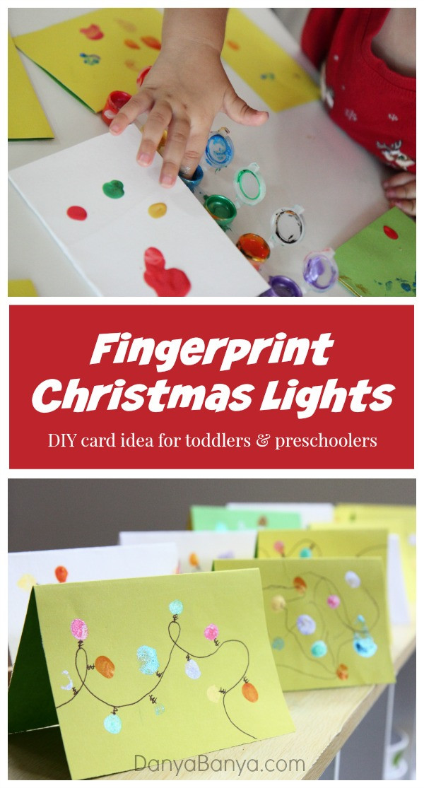 DIY Christmas Cards For Kids
 Christmas Lights Cards from Kids Fingerprints – Danya Banya