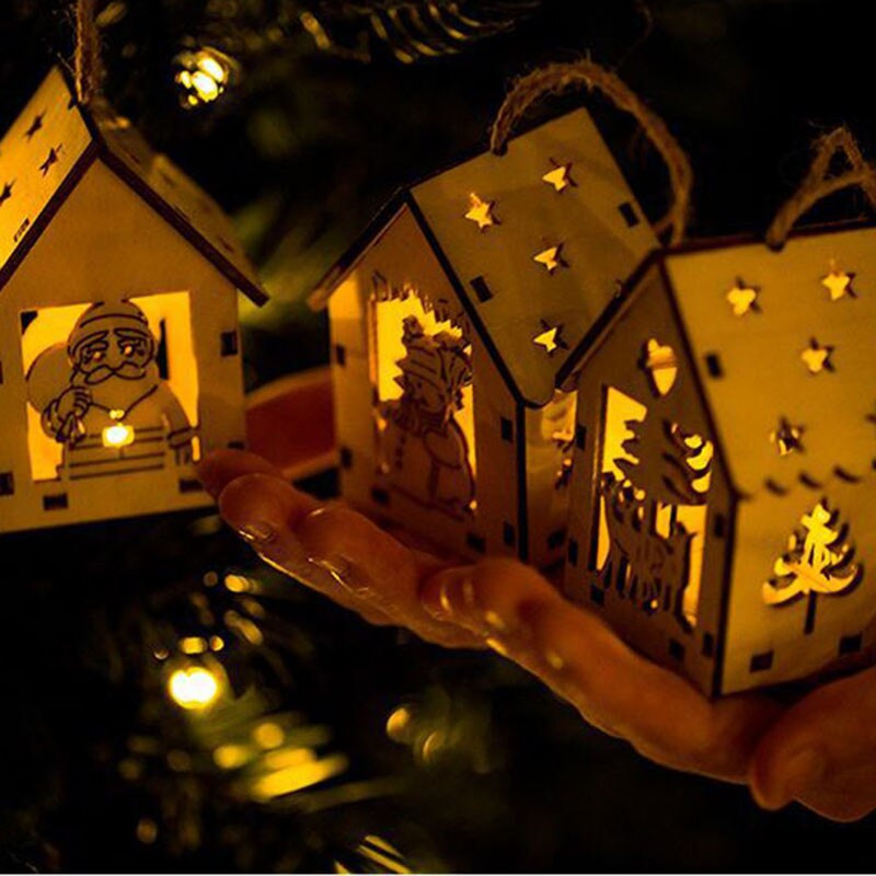 DIY Christmas Light Storage
 Christmas Wooden DIY House Hanging Decor LED Light