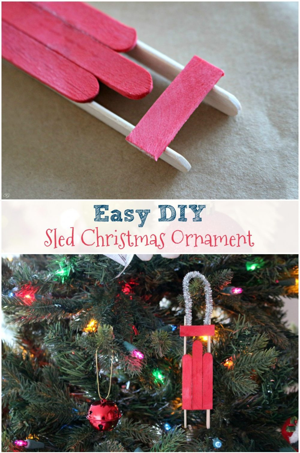 DIY Christmas Ornaments With Popsicle Sticks
 DIY Popsicle Stick Sled Ornament Scrappy Geek