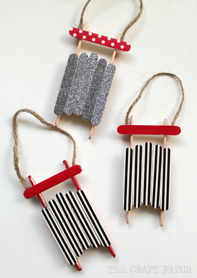 DIY Christmas Ornaments With Popsicle Sticks
 Easy Popsicle Stick Sled DIY Ornament with
