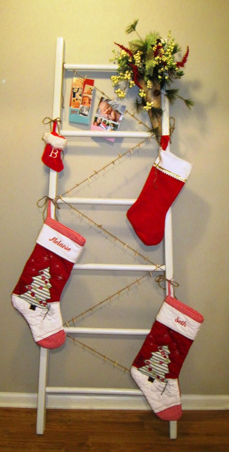 DIY Christmas Stocking Holder
 DIY Christmas ladder stocking and card holder