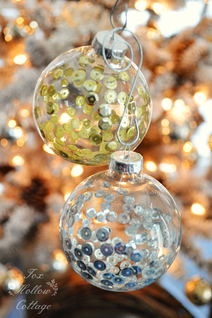 DIY Clear Christmas Ornaments
 DIY Christmas Ornament Craft Sequins in Clear Glass Fox