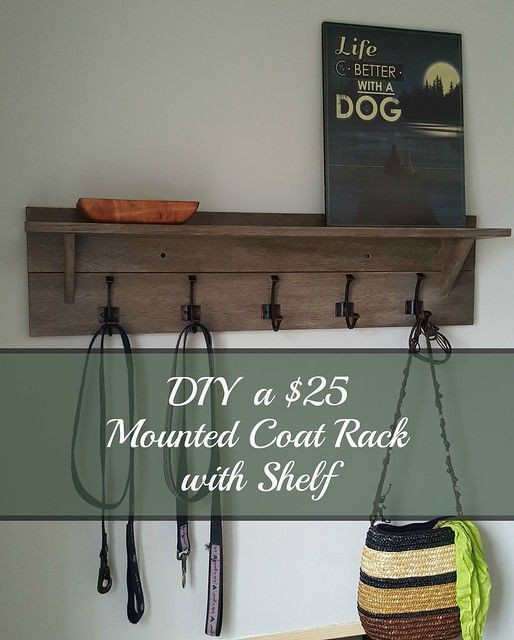DIY Coat Rack Shelf
 Wall mounted Coatrack with Shelf DIY for $25