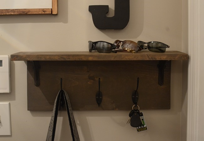 DIY Coat Rack With Shelf
 Mudroom gallery wall DIY coat rack shelf