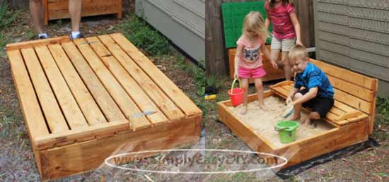 DIY Covered Sandbox
 Simply Easy DIY DIY Covered Sandbox with Shade Canopy