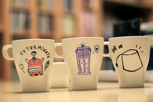DIY Doctor Who Gifts
 doctor who dw coffee made by me DIY mug tea craft sharpies