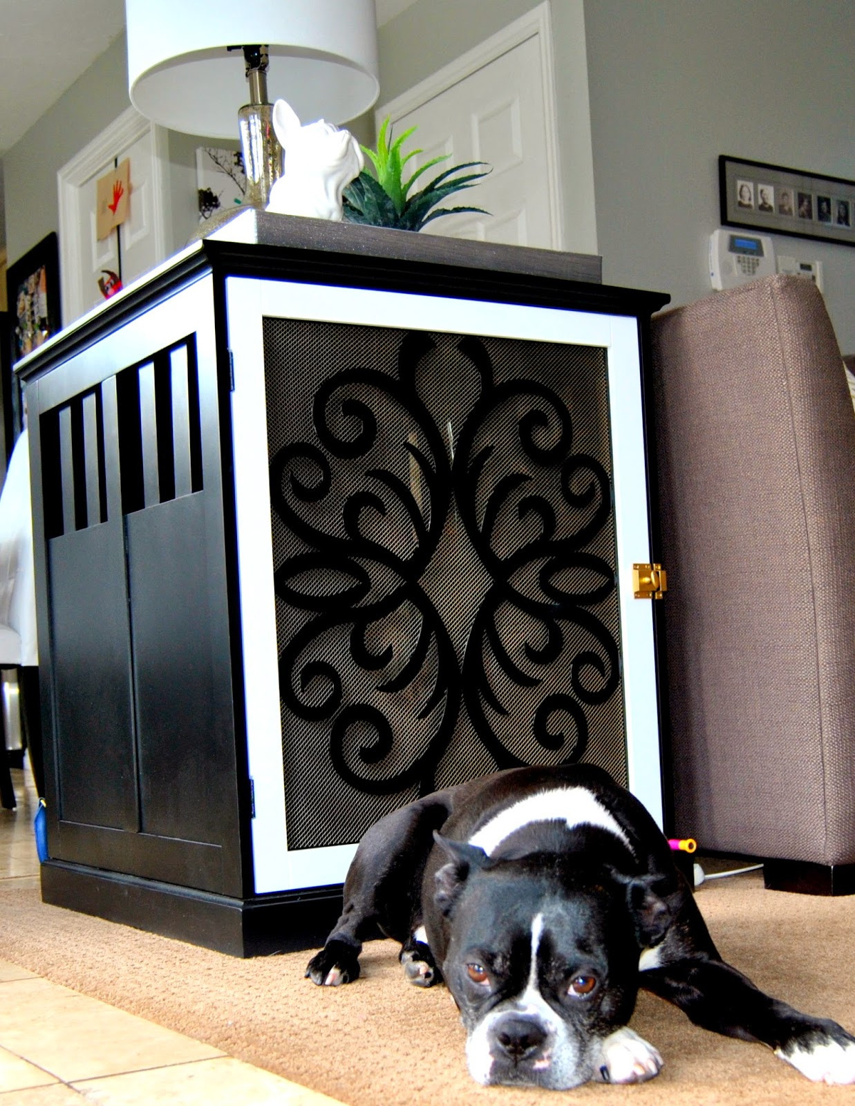 DIY Dog Crate Table
 Studio 7 Interior Design DIY Dog Crate End Table
