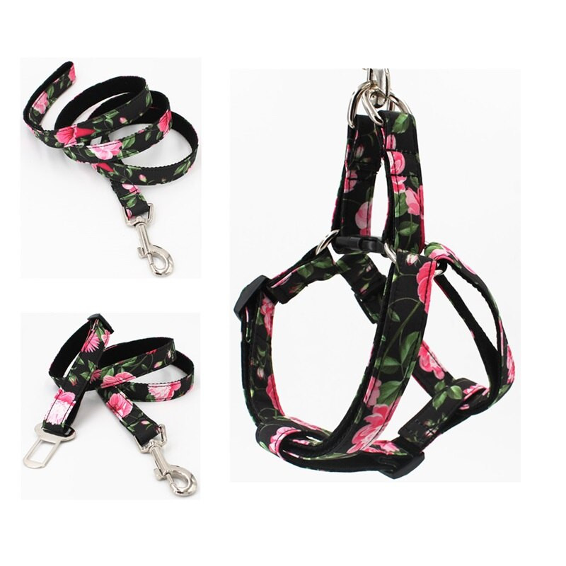 DIY Dog Harness
 flower diy Dog Harness collar with bow tie Adjustable