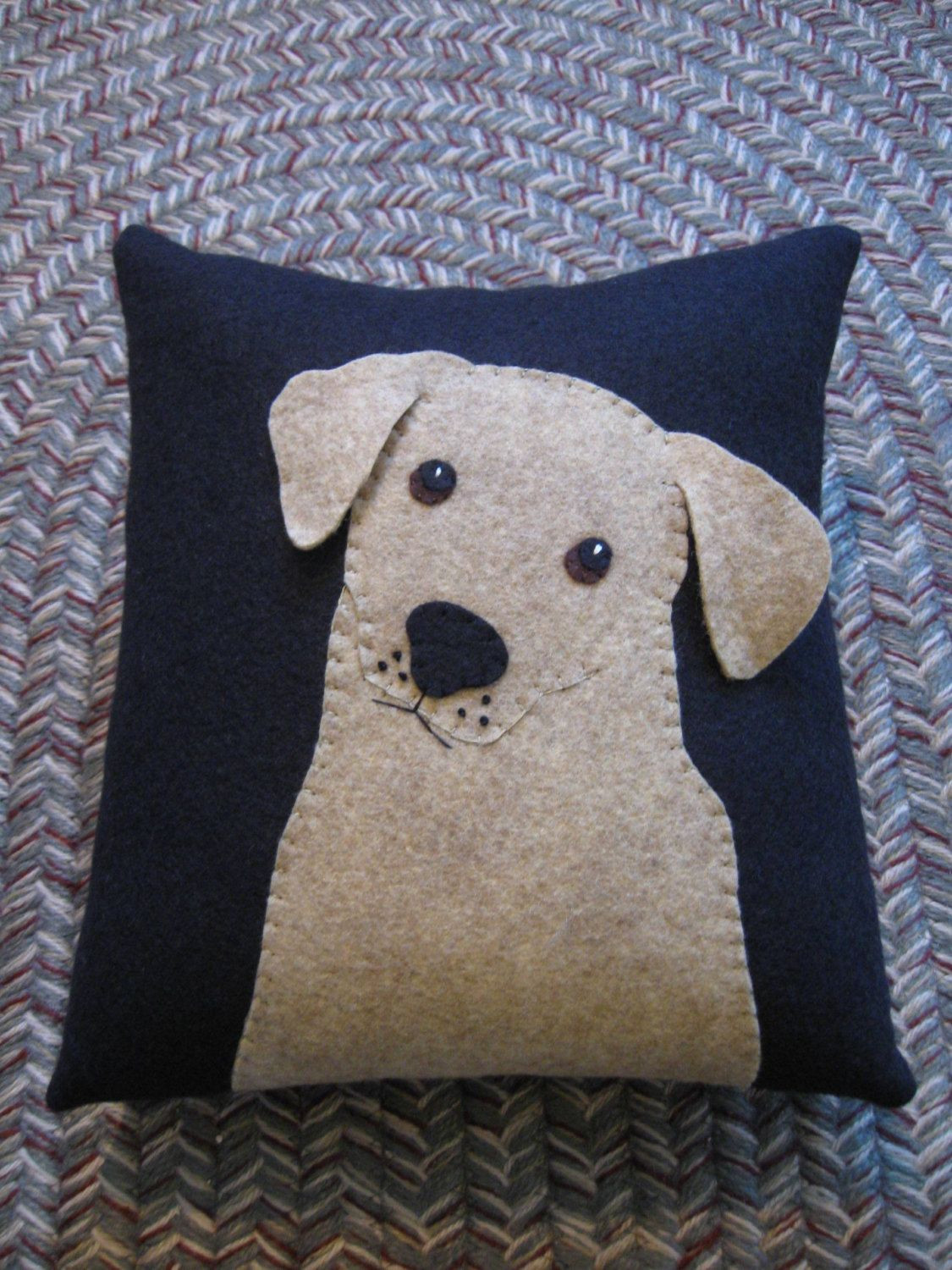 DIY Dog Pillow
 Applique Puppy Dog Pillow Labrador Retriever by